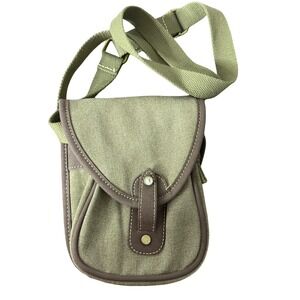 Cargoit Canvas Crossbody small Bag green Leather‎ Patch Adjustable 5.5x7x2"